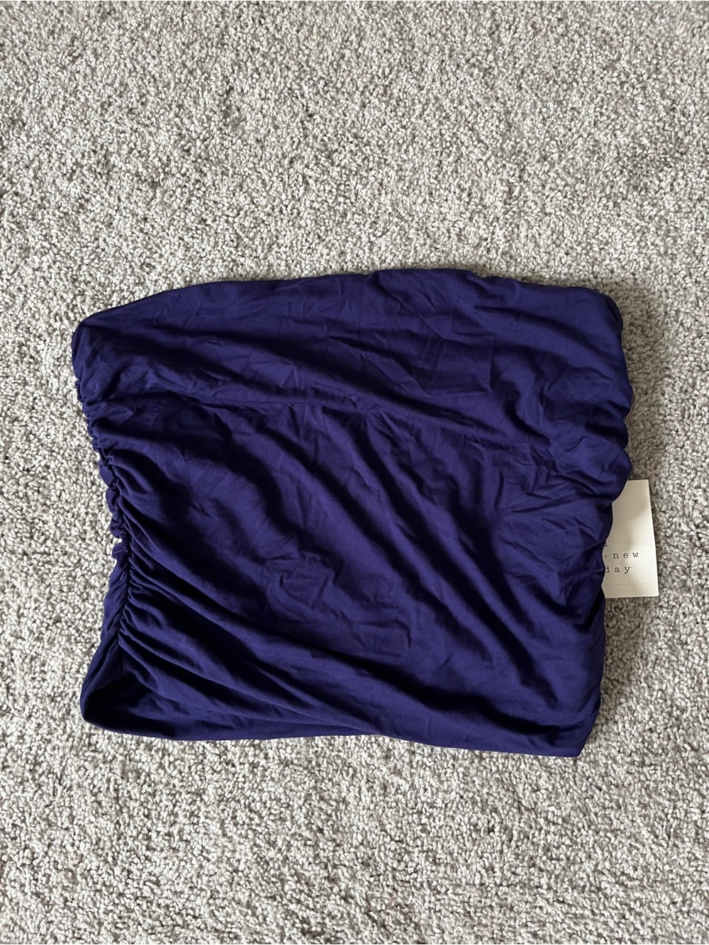 a new day Blue Ruched Tube Mini Skirt